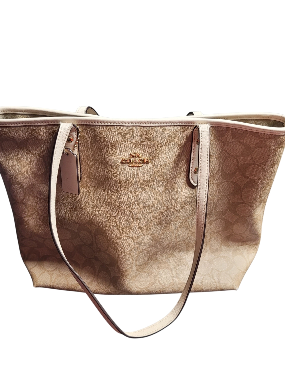 Coach Pink Signature Tote with Gold Hardware